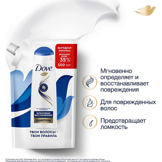 Шампунь для волос 500мл интенсивное восстановление Unilever Россия DOVE