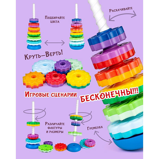 Пирамидка Веселые шестеренки арт.SPIN01 Беларусь Fancy Baby