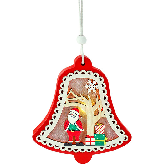 Деревянная подвеска Веселые колокольчики (11см, c led-подсветкой) арт.НУ-3892 Китай