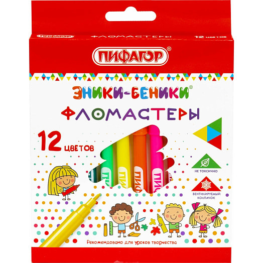 Фломастеры Пифагор Эники-Беники (12цветов) арт.151401 Китай