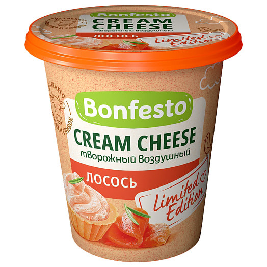 Сыр Кремчиз воздушный Bonfesto Лосось 65% 125г пл/ст Туровский МК Беларусь Bonfesto