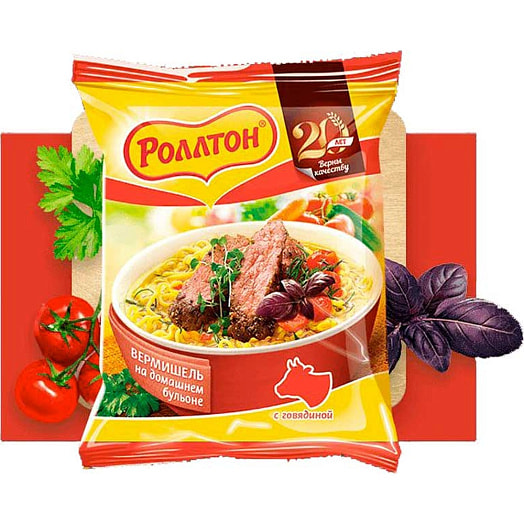 Вермишель Роллтон 60г с говядиной на домашнем бульоне Mareven Food Central Россия