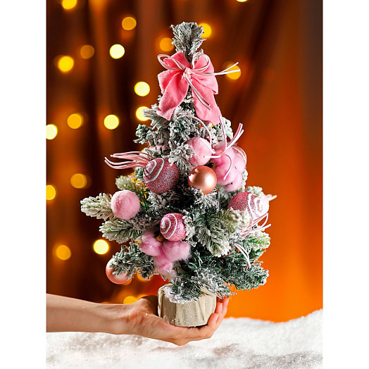 Елка декоративная Зимняя красавица (30см, розовая, S) арт.НУ-9031 Китай