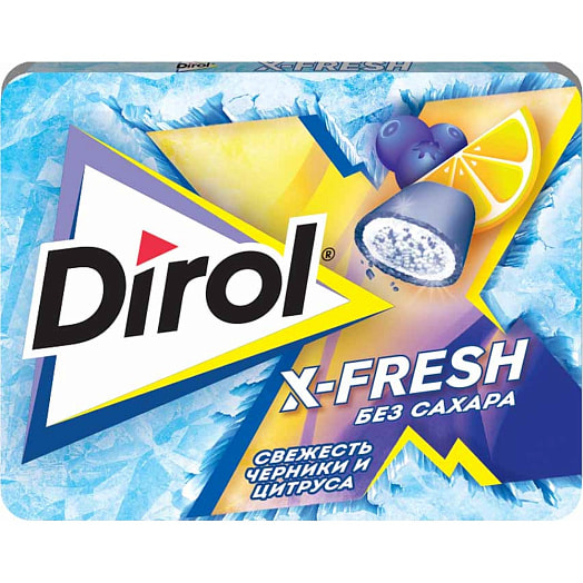 Жевательная резинка Dirol X-Fresh 16г свежесть черники и цитруса без сахара Россия