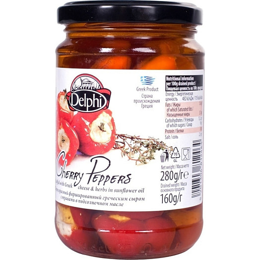 Перец красный фаршированный сыром DELPHI 280г ст/б Intercomm Foods  S.A. Греция