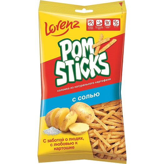 Чипсы картофельные (соломка) Pomsticks Соль 38г Лоренц Снэк-Уорлд Продакшн Кириши Россия Pomsticks