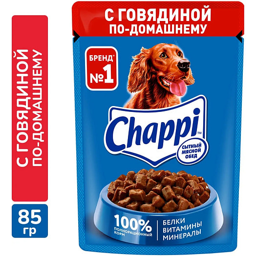 Корм Chappi с говядиной для взрослых собак 85г ООО Марс Россия Chappi