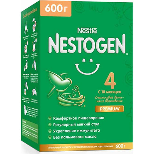 Сухая молочная смесь Nestogen 4 600г с пребиотиками и лактобактер. L.reuteri для детей с 18мес. Россия