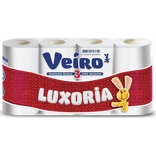 Бумага Туалетная VEIRO LUXORIA 3 слоя 8 штук Россия Veiro