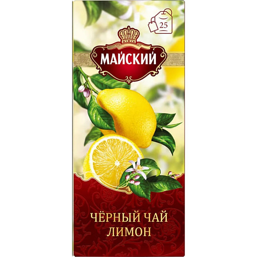 Чай Майский Лимон (25пак*1.5гр) 37.5г КОМПАНИЯ МАЙ Россия