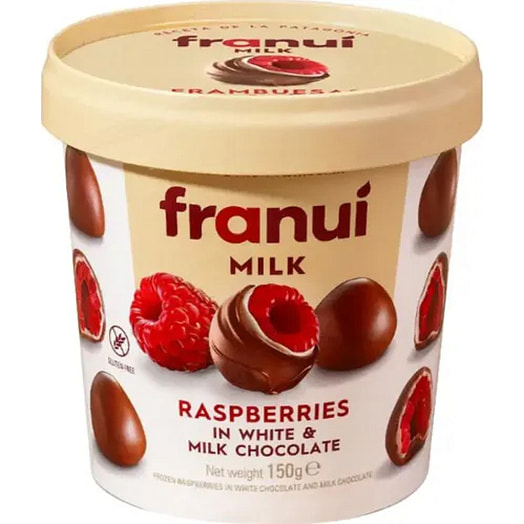 Ягоды малины Franui в белом и молочном шоколаде зам 150г Испания