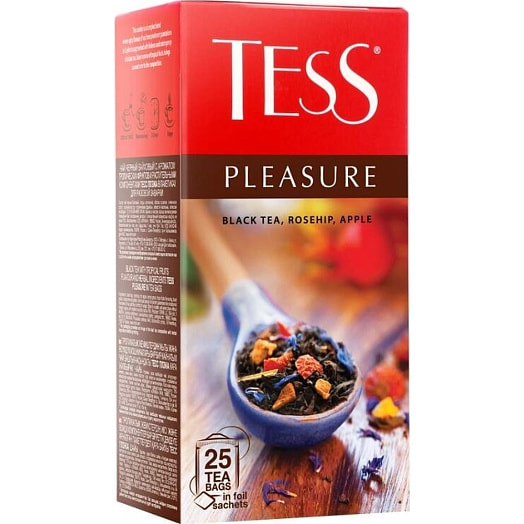 Чай Tess Pleasure черный 37.5г шиповник-яблоко (25пак*1.5г) Орими Россия