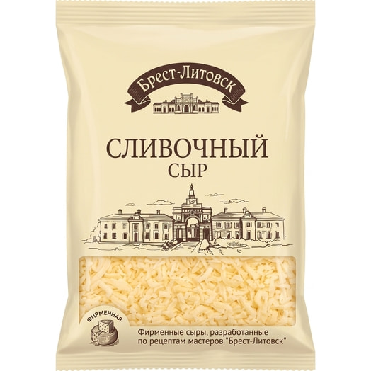 Сыр полутвердый Брест-Литовск сливочный (тертый) 50% 100г ОАО Савушкин продукт Беларусь Савушкин продукт