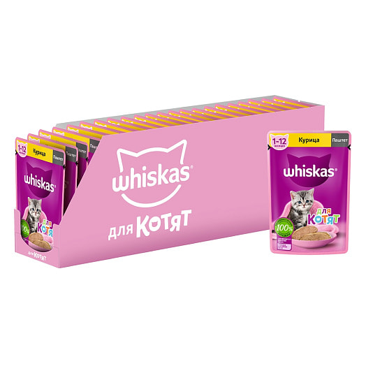 Корм для котят Паштет 75г пауч с курицей Марс Россия WHISKAS