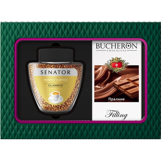 Подарочный набор Кофе Senator Heritage Classico 85г, шоколад Bucheron Filling нач.пралине 85г Россия