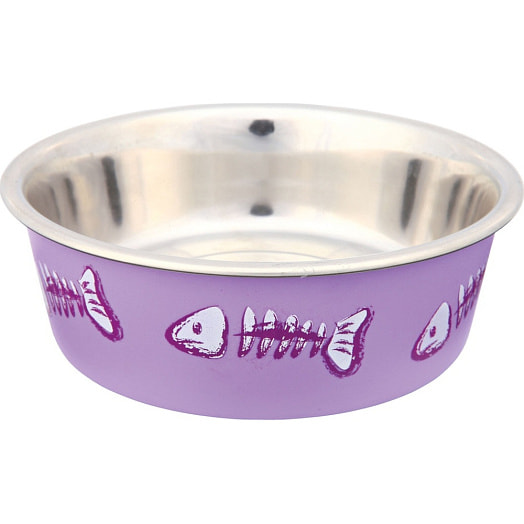 Миска металлическая для кошек 0,3л с рисунком арт.25270 Индия Trixie
