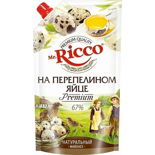 Майонез Мr.Ricco Оrganic 67% 375г дой-пак на перепелином яйце Россия