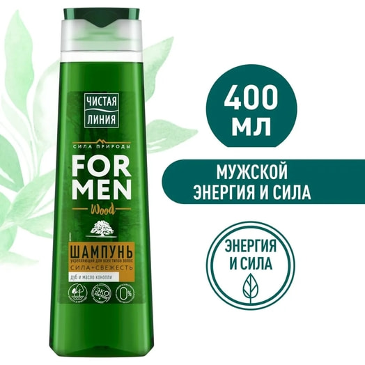Шампунь Укрепляющий 400мл для мужчин Unilever Россия Чистая Линия