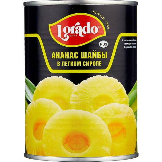 Ананас Lorado 565г ж/б шайбы в легком сиропе Тайланд