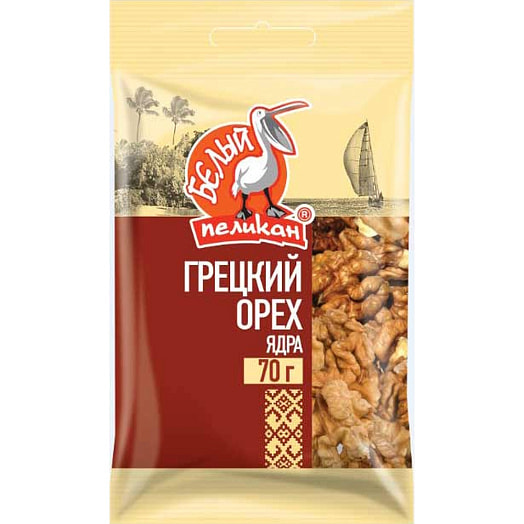 Грецкий орех ядра 70г ООО Детави Узбекистан Белый Пеликан