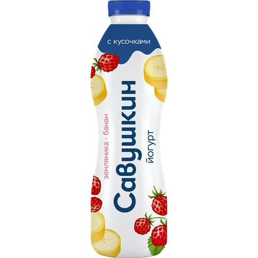 Йогурт с фруктовым нап Земляника-банан 2% 900г ОАО Савушкин продукт Беларусь Савушкин продукт