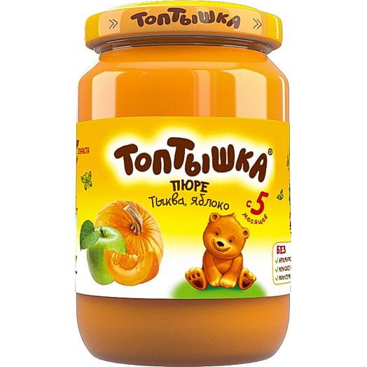 Пюре Топтышка из тыквы и яблок с сахаром 190г ст/б с 5 месяцев Беларусь
