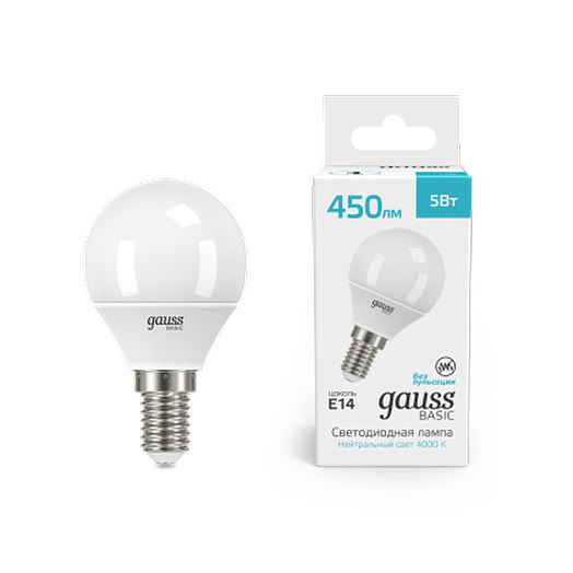 Лампа LED-M G45 5W 450lm 4000K арт.Nd-00022854 Брестский ЭЗ Беларусь Gauss