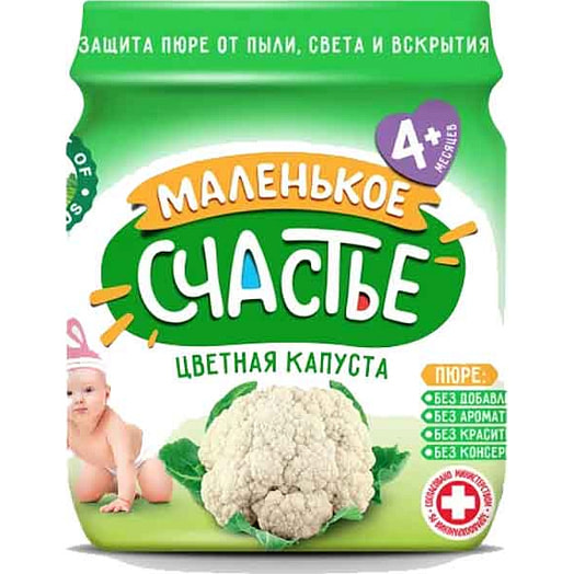 Пюре овощное Маленькое счастье 80г ст/б Цветная капуста Белфуд Продакшн Беларусь