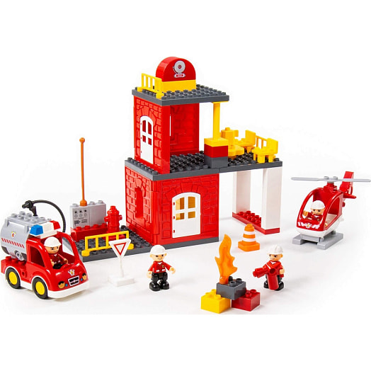 Конструктор Макси Пожарная станция 64 элемента арт.77516 СООО ПП Полесье Беларусь Полесье