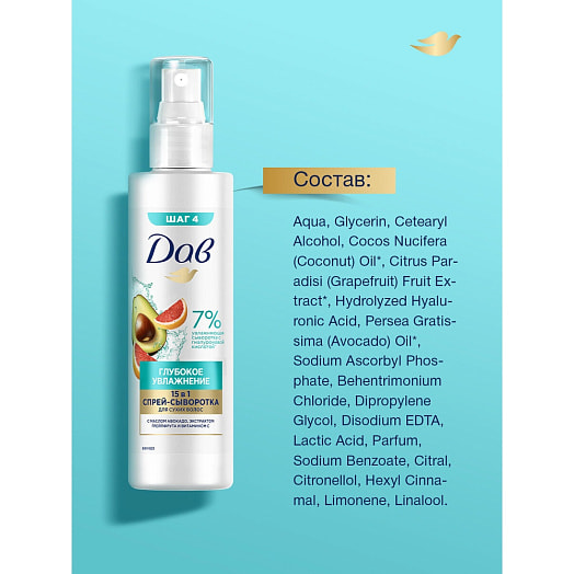 Спрей-сыворотка для волос 190мл глубокое увлажнение Unilever Россия Dove
