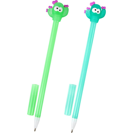 Ручка шариковая синяя Юнландия с топпером (корпус ассорти, 0,7мм) арт.143781 Китай