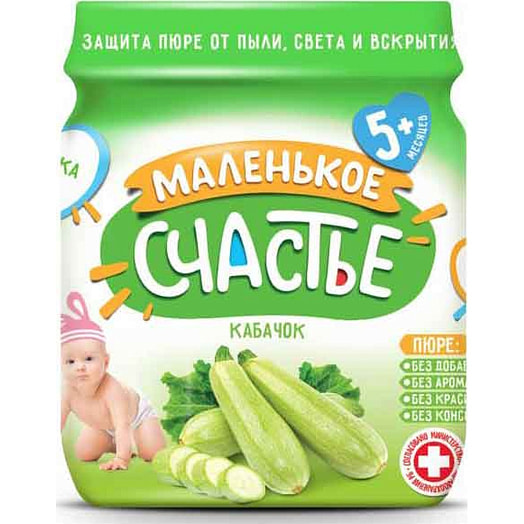 Пюре овощное Маленькое счастье 80г ст/б Кабачок Белфуд Продакшн Беларусь