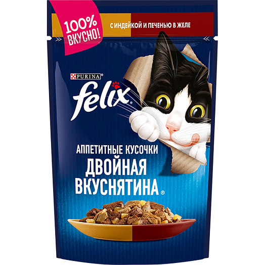 Корм Felix Двойной Вкус 75г пауч индейка печень ООО Нестле Россия Россия Purina