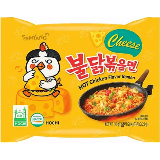 Лапша рамэн со вкусом острой курицы бульдак с сыром 140г Китай