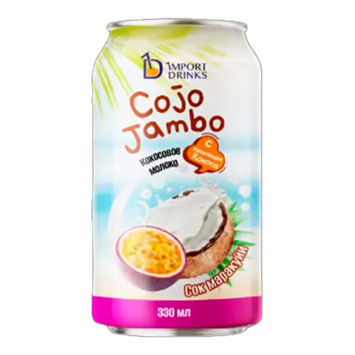Напиток COJO JAMBO Кокосовое молоко со вкусом Маракуйя 330мл ж/б с кусочками кокосовой мякоти Вьетнам