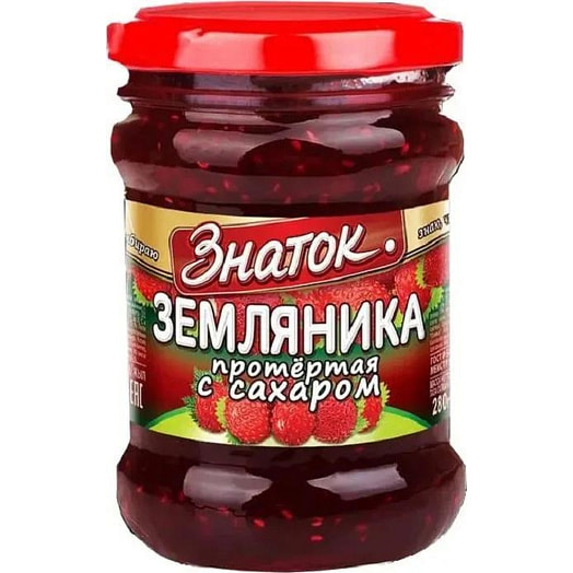 Земляника Знаток протертая 280г ст/б с сахаром Россия