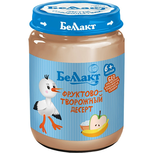 Пюре для дет/пит Фруктово-творожный десерт из яблок, банана со сливками и творогом ст/б ОАО Гамма вкуса Беларусь