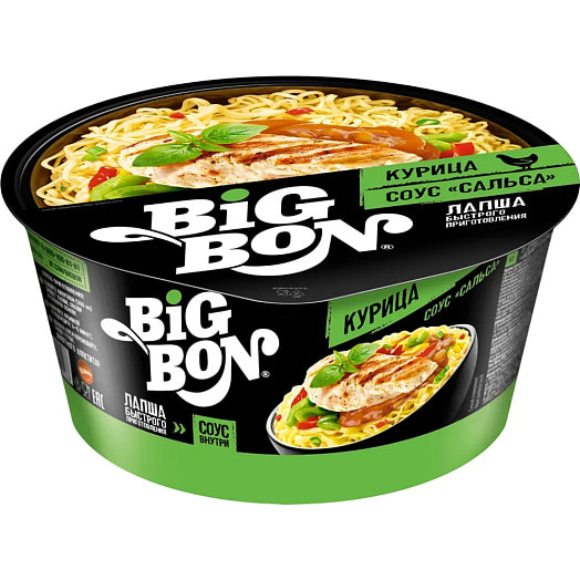 Лапша BigBon 85г курица с соусом сальса Mareven Food Central Россия