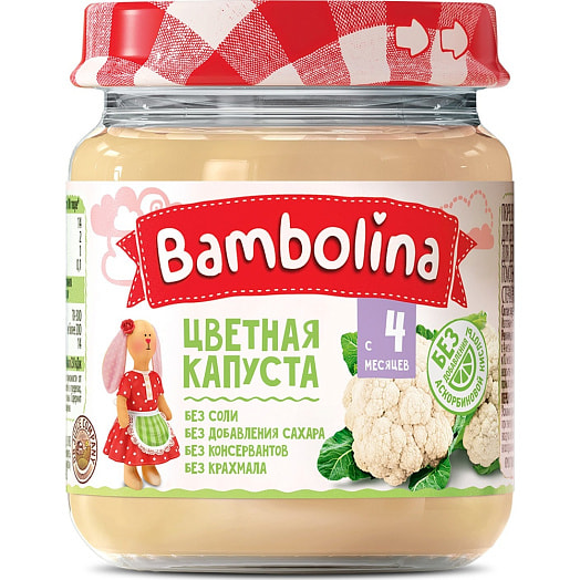 Пюре из цветной капусты 100г ст/б Беларусь Bambolina