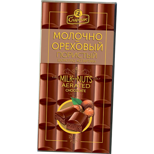 Шоколад Молочно-ореховый 70г пористый СП ОАО Спартак Беларусь Спартак