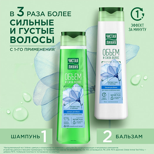 Бальзам-ополаскиватель 380мл Объём и сила пшеница со льном Unilever Россия Чистая линия