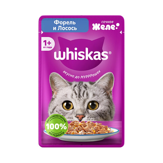 Корм Whiskas форель, лосось для взрослых кошек в желе 75г ООО Марс Россия Whiskas