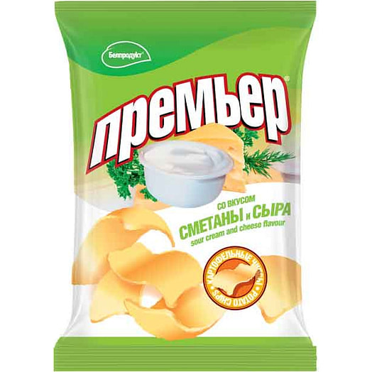 Чипсы картофельные Премьер 70г со вкусом сметаны и сыра ООО Белпродукт Беларусь