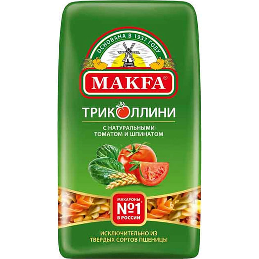 Макаронные изделия Макфа Триколлини группа А 450г спирали Россия