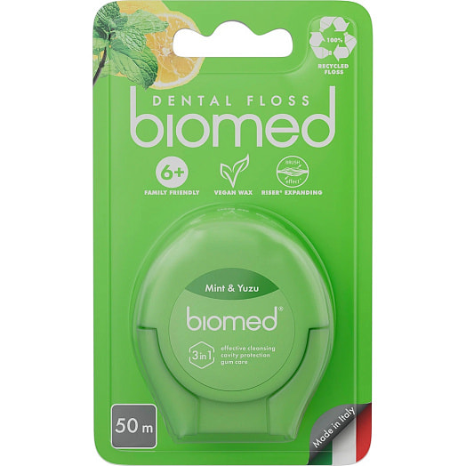 Зубная нить BIOMED мята и юдзу объемная 50м. SPLAT Италия BIOMED