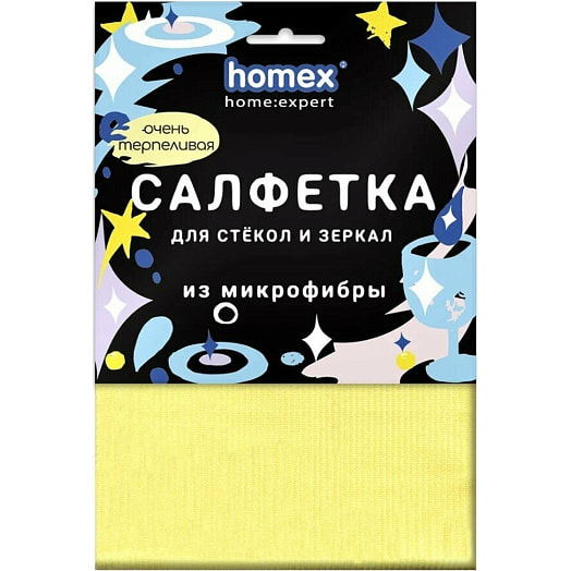 Салфетка из микрофибры для стекол и зеркал (30х30см) Homex Россия