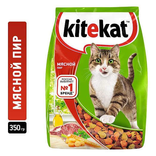 Сухой корм Kitekat для кошек 350г мясной пир Mars Россия Mars