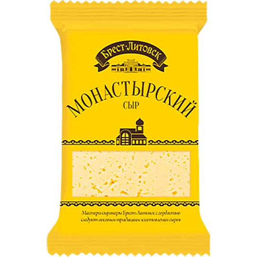 Сыр Брест-Литовск Монастырский 45% 200г пл. полутвердый Савушкин продукт Беларусь Брест-Литовск