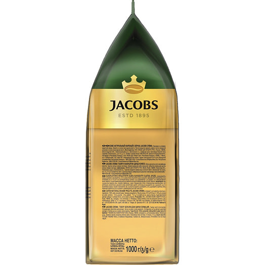 Кофе Jacobs Crema 1кг жареный в зернах Россия JDE
