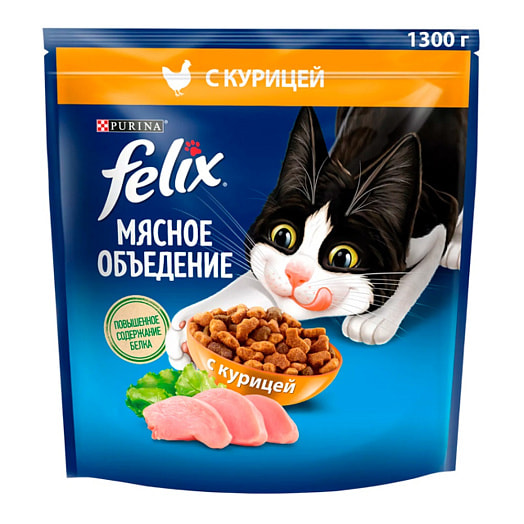 Сухой корм Феликс Мясное объедение Курица 1.3кг Россия